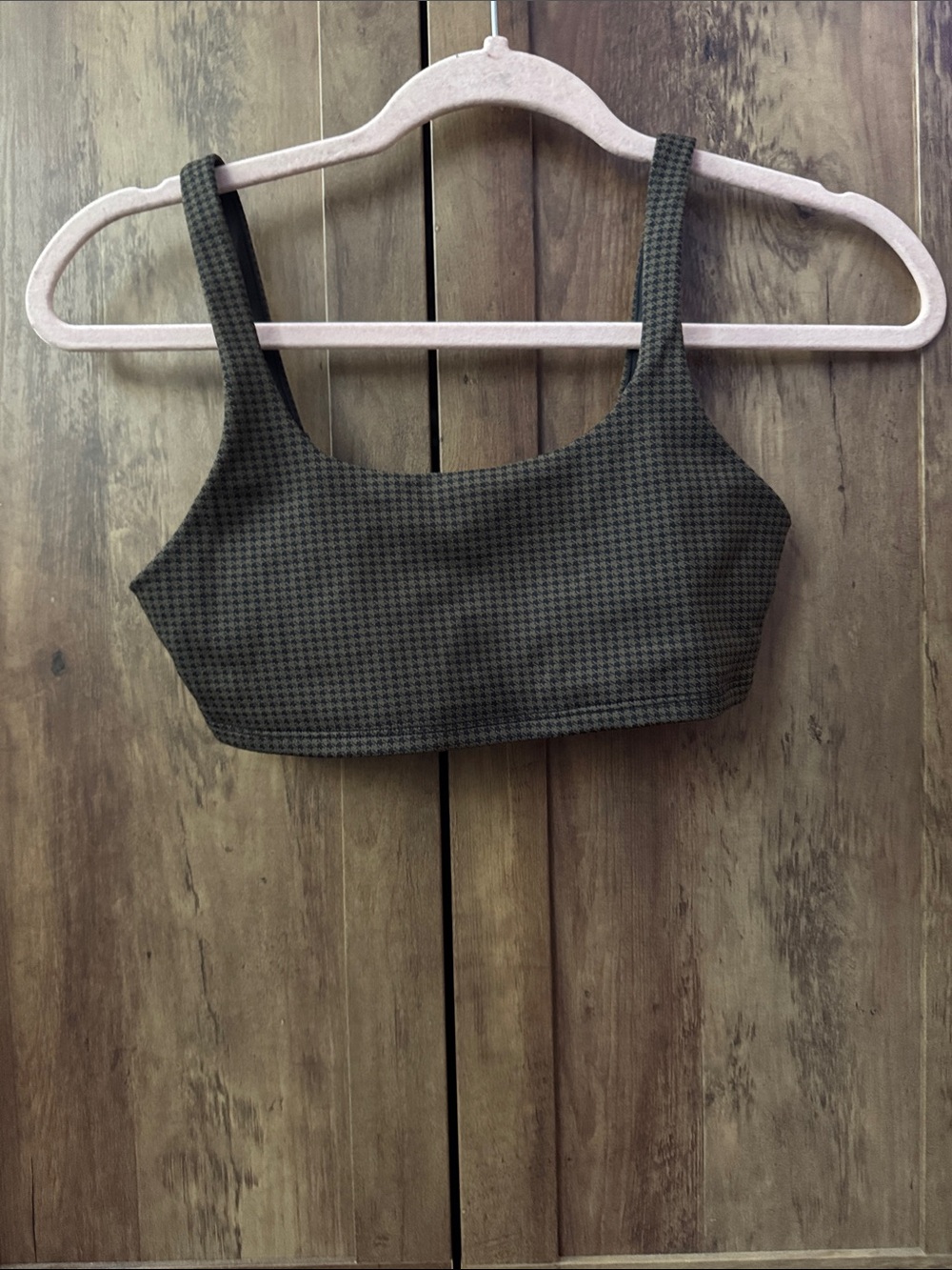 Alo Yoga Houndstooth Crop bra  Top - Black and green